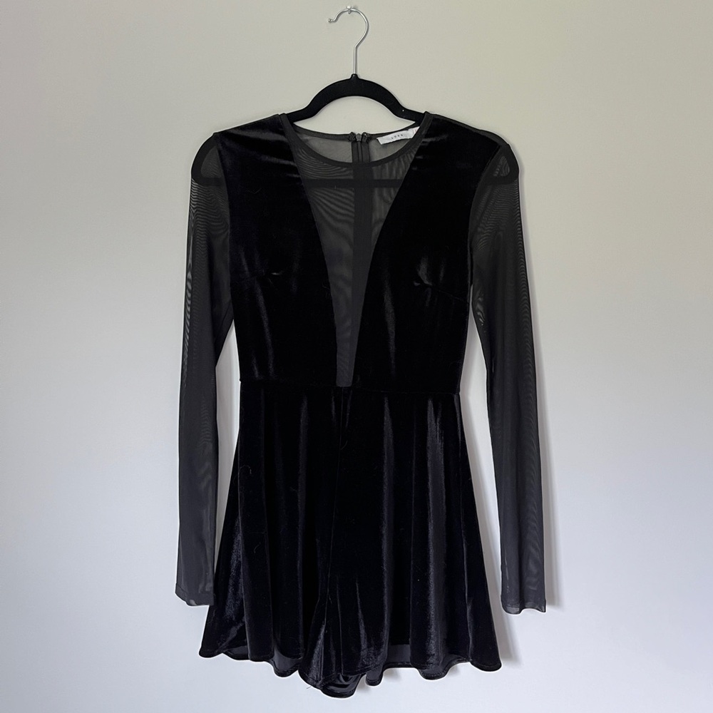 Black Velvet Long Sleeve Romper